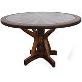 Teak Wood Frontier Table - Glass Top