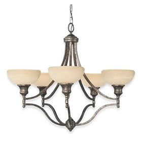 Royce Lighting RC800UP/5-27 Fairlawn Five-Light Chandelier Peruvian Bronze with White Alabaster Globes
