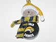 BUFFALO SABRES 2.5" Striped Snowman with Scarf Slap Shot Hockey Puck CHRISTMAS ORNAMENT