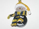 BUFFALO SABRES 2.5 Striped Snowman with Scarf Slap Shot Hockey Puck CHRISTMAS ORNAMENT