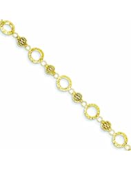 14K Gold Diamond Cut Circles with Beads Bracelet 7.25 Inches