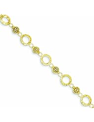 Genuine 14K Yellow Gold Diamond Cut Circles With Beads Bracelet 7.25 Inches 3 Grams Of Gold 100% Satisfaction Guaranteed.