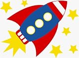 Retro Rocket Wall Mural Kit Retro Rocket Wall Mural Kit