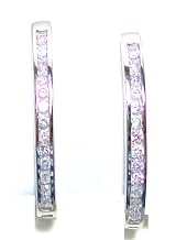 Just Give Me Jewels Sterling Silver CZ Crystals Marquise Hoop Earrings