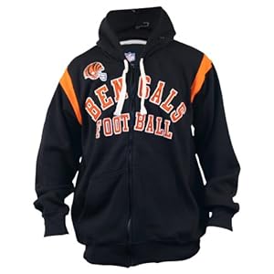 NFL Retro Stripe Full Zip Hooded Sweat Shirt / Hoodie (Cincinnati Bengals, XL)