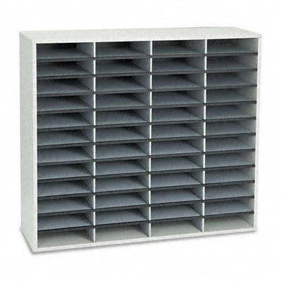 Fellowes 25081 Literature Organizer, Laminate Shell, 48 Letter Size Compartments, Dove Gray
