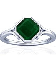 14K White Gold Emerald Cut Emerald Womens Astrological Ring