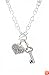 Necklace - N349 - Marcasite-Look Heart and Key - Chain Link - Toggle Ends