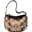 Coach Signature Zoe Top Handle Bag Pouch 41856 Khaki Mahgoany