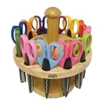 School Smart Paper Edger Scissors - Set of 12 with Oak Stand