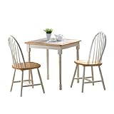 IMAGE OF 3pc Breakfast Table and Chairs Set with Tile Top in White/ Natural Finish