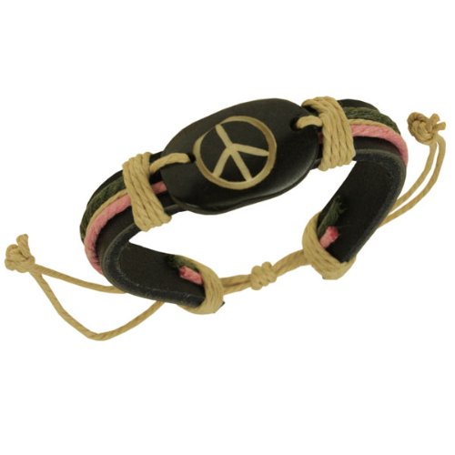 Leather Peace Bracelet with adjustable cord