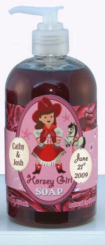 Dolce Mia Horsey Girl Little Cowgirl Vanilla Natural Liquid Soap with Olive Oil 12 oz. Pump (6 per order) Personalized Gift Favors