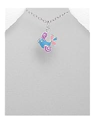 Bird Colored Enamel Pendant Necklace In 92.5 Sterling Silver