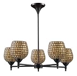 IMAGE OF Celina 5-Light Chandelier In Dark Rust And Gold Leaf Glass