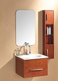 'Bologna' Solid Oak Bathroom Vanity Unit Suite with Phoenix Stone Basin, Cabinet and Mirror