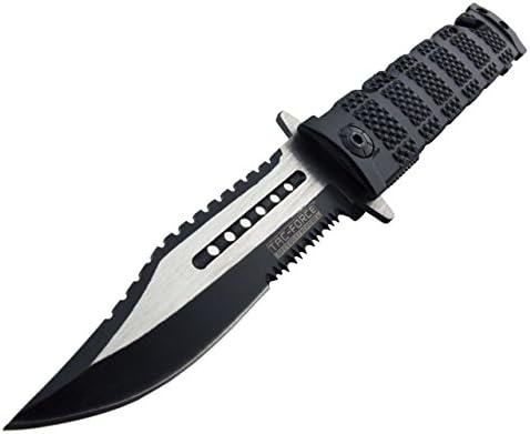 Tac-force Assisted Opening Sawback Bowie Rescue Black Glass Breaker Knife New!!!"