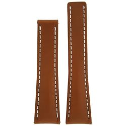 22 millimeter Leather Watch Strap for 20 millimeter Deployment Light Brown Tech Swiss