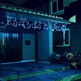 アイリスオーヤマ イルミネーションライト LEDツララライト 軒下用 50（高さ）×180ｃｍ（幅）, ブルー