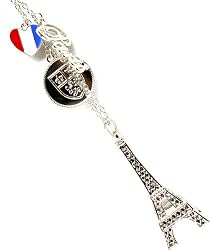 Paris Eiffel Tower 3d Statue with Paris Charm Necklace