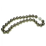 Luxurious 14mm Majorca Chocolate Shell Pearl Necklace 18 Single Strand with Stunning CZ Diamonds and Crystal Clasp