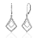 Dainty Style: Sterling Silver Celebrity style Double Diamond-shaped Dangle Earrings with CZ Diamonds