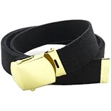 Canvas Web Belt Military Style with Brass Buckle and Tip 54" Long Many Colors