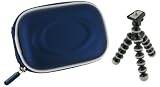 rooCASE 2n1 EVA Hard Shell (Dark Blue) Case with Memory Foam and Premium Tripod for Sony DSC-W350 14.1MP Digital Camera Blue