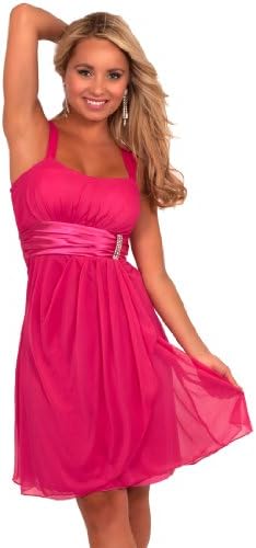Hot from Hollywood Women's Sleeveless Rhinestone Empire Waist Sheer Party Dress