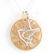 Open Design Round Tree of Life Pendant in 24K Gold Vermeil with Sterling Silver Open Design Dove on 16" Ball Chain, #8354