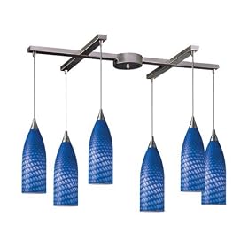 Cilindro - 6 Light Kitchen Island Pendant Track Lighting Fixture - Brushed Nickel - Blue -... by Elk