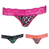 Rene Rofe Neon Lace & Animal Print Thong