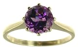 9ct Yellow Gold Ladies 7mm Amethyst Solitaire Ring Size L