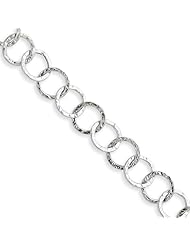 14k White Gold Fancy Textured Link Bracelet
