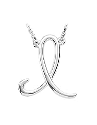 Script Initial Necklace in Sterling Silver, Letter I