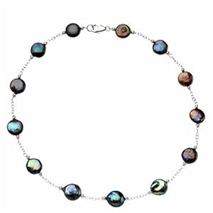 Freshwater Cultured Black Coin Pearl Necklace