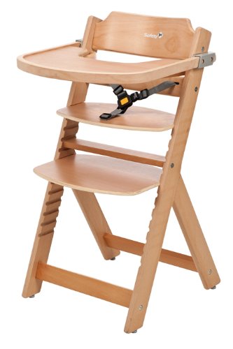 Safety 1st 27630101 – Timba – Mitwachsender Hochstuhl aus Holz mit 3-Punkt-Gurt, abnehmbaren Tisch und Sicherheitsbügel, natural