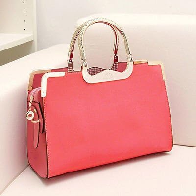 NEW! Womens Ladies PU Designer Leather Tote Satchel Shoulder Bag Crossbody Handbag//Pink