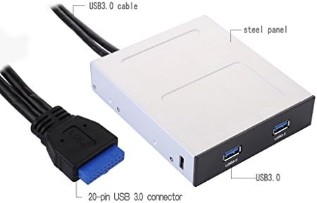 Hi PC 3.5 inch Front Panel USB Hub with 2 USB 3.0 Ports [20 Pin Connector] [Plug-and-Play on Windows]
