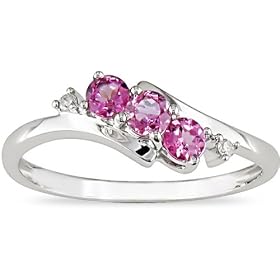 10K Gold Diamond and Pink Topaz Ring: Jewelry