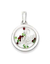 Sterling Silver Mom W/ A Rose And Floating Glass Beads Pendant