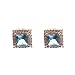 Jewelry : Rose Gold over Sterling Silver Aqua Glass Rectangle with White Pave Clip On Earrings