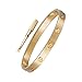OMFEE Stainless Steel Designer Inspired Screw Head Oval Bangle Bracelet Rose gold 7mm Wide