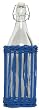 Hand Woven Marine Blue Painted Willow Basket with Glass Large Water Bottle 13"H 36oz Set / 2