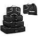 FOREGOER 5 Set Packing Cubes Travel Luggage Organizers with Laundry Bag – Black