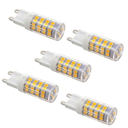 LEORX G9 LED Bulbs, Warm White, 5W, Replacement for 40W Halogen Lamp, 310-330LM, AC 100-120V- Pack of 5[Energy Class A+++] - Make Sure Your Local Voltage Fit AC 100V-120V