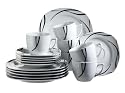 Domestic 920672 Oslo Porzellan Kaffeeservice 18-teilig mit je 6 Tassen, Untertassen, Dessertteller