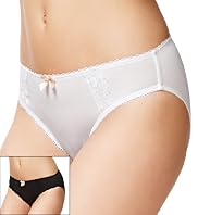 2 Pack Limited Collection Modal Rich Floral lace High Leg Bikini Knickers