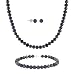 Sterling Silver 5.5-6mm Genuine Freshwater Cultured Peacock Pearl Necklace Bracelet & Stud Earrings Set