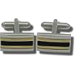 Geoffrey Beene polished rhodium rectangle cufflinks with gold and black inside trim Geoffrey Beene polished rhodium rectangle cufflinks with gold and black inside trim